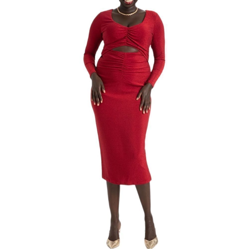 Eloquii || Red Lurex Knit Dress With Cutout || 20
